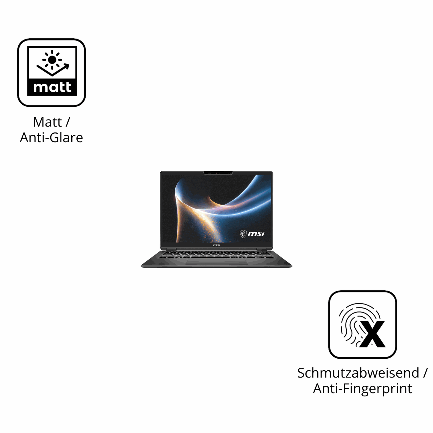 9H Hartbeschichtete, flexible Folie passend zugeschnitten für MSI Prestige 16 Flip AI Plus