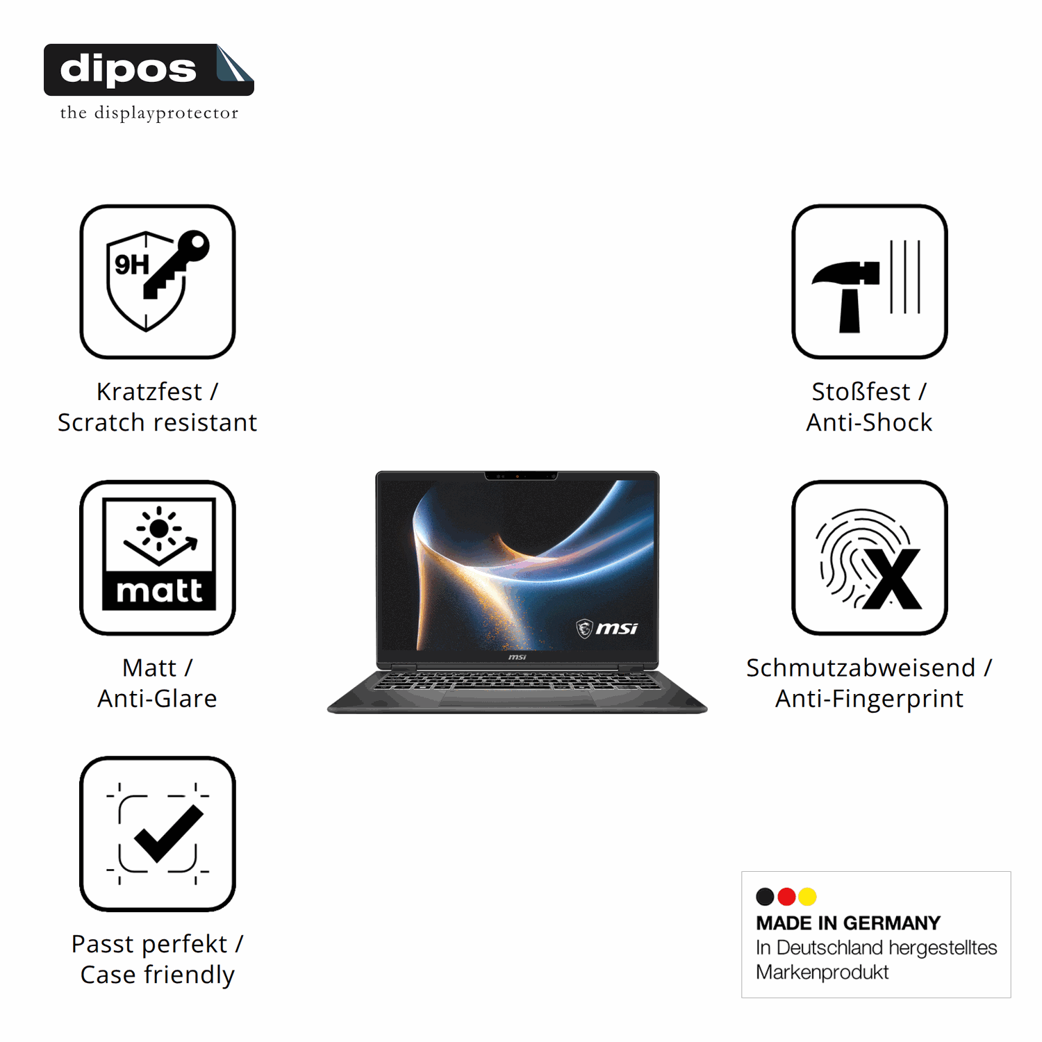 Displayschutz hergestellt in Deutschland, höchste Qualität made in Germany