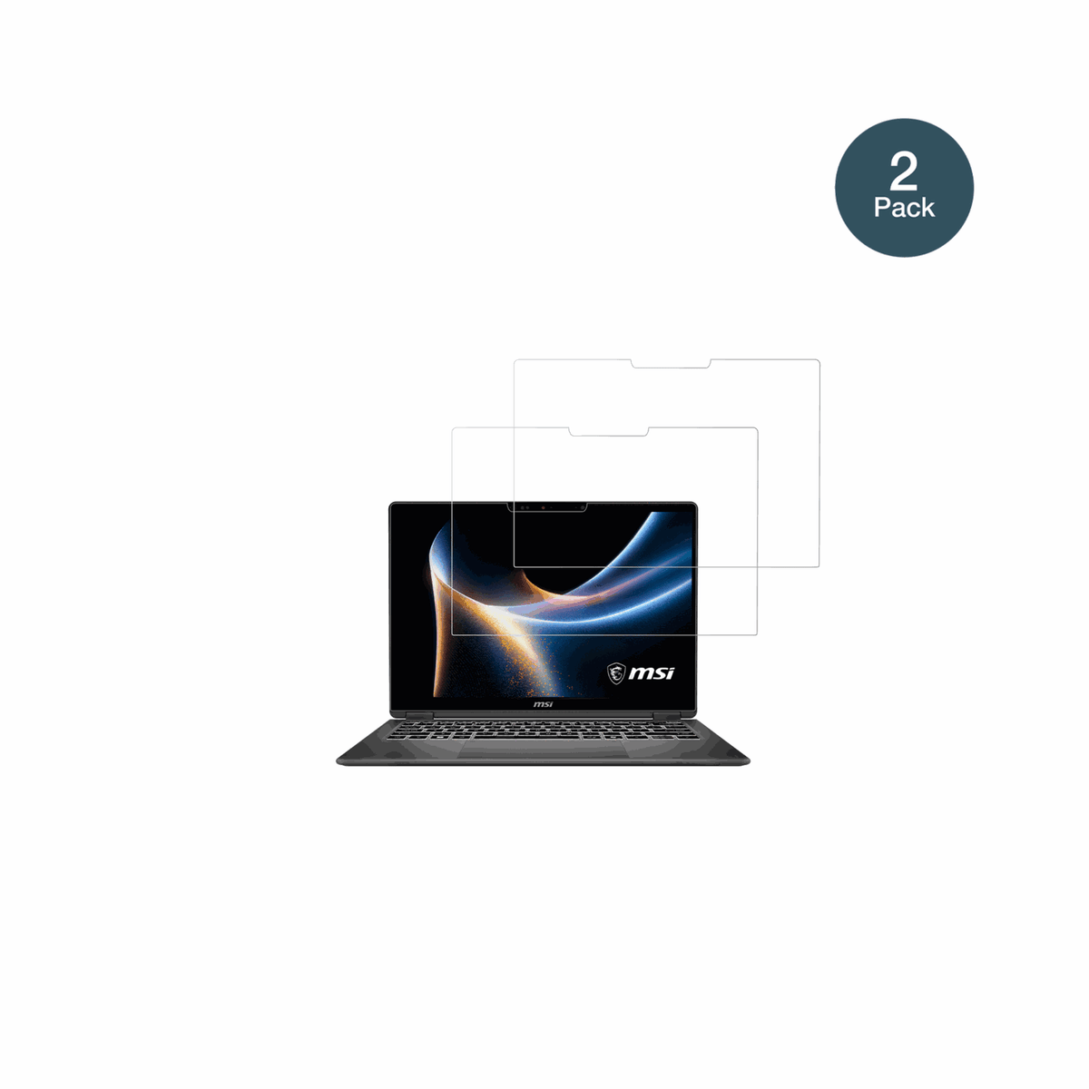 MSIPrestige 14 Flip AI Plus mit aufgebrachter dipos Flex Schutzfolie, glasklare Darstellung ohne Einschränkungen