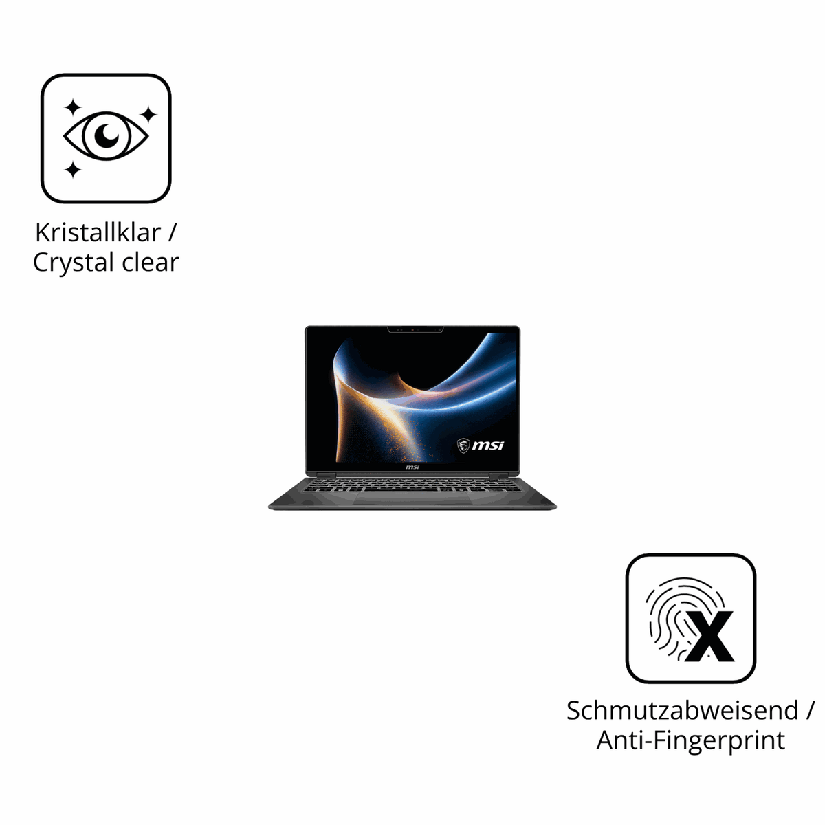 Flexible TPU-Folie passend zugeschnitten für MSI Prestige 14 Flip AI Plus, vollständige Abdeckung