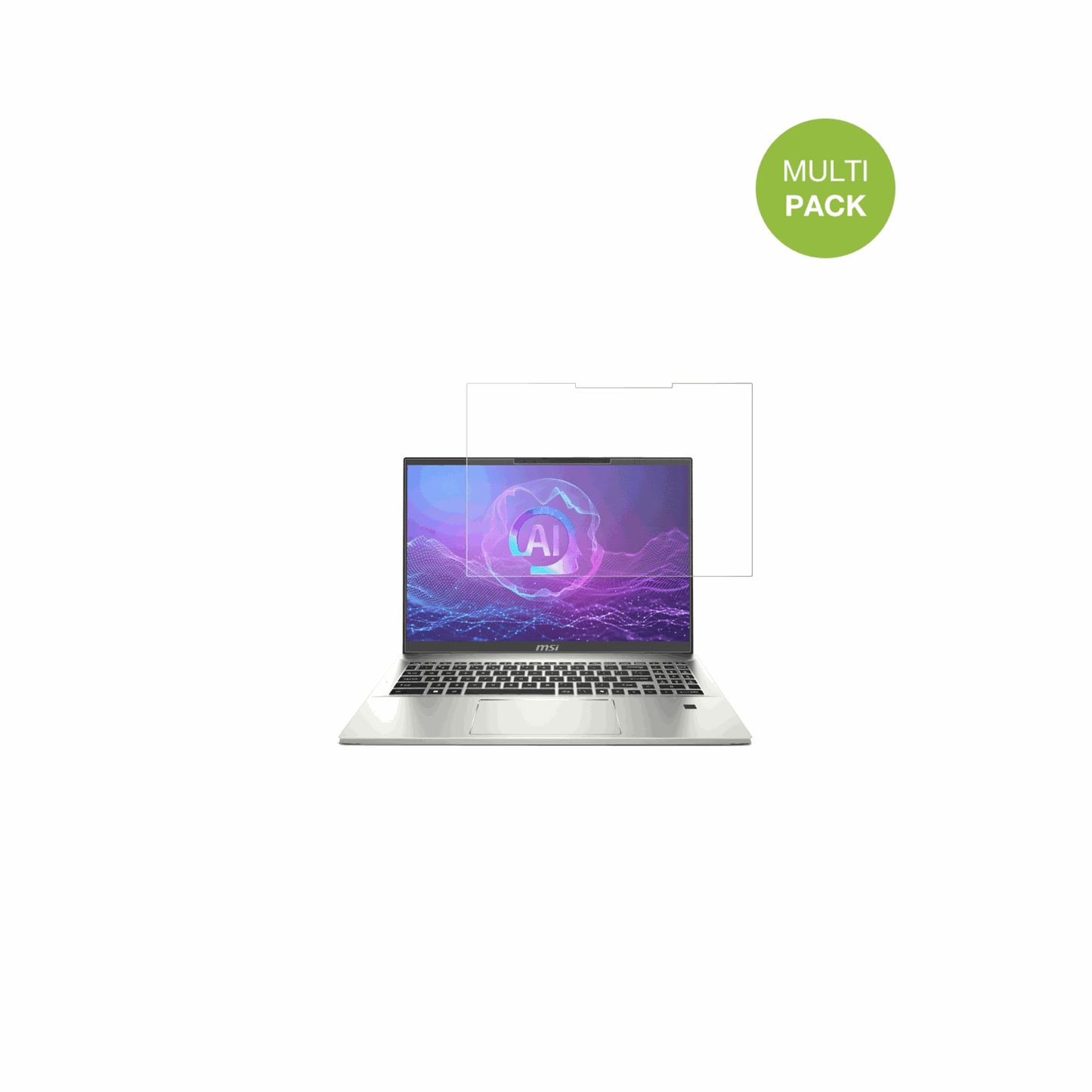MSIPrestige A16 Ai Plus mit aufgebrachter dipos Displayschutzfolie, die lästige Fingerabdrücke minimiert