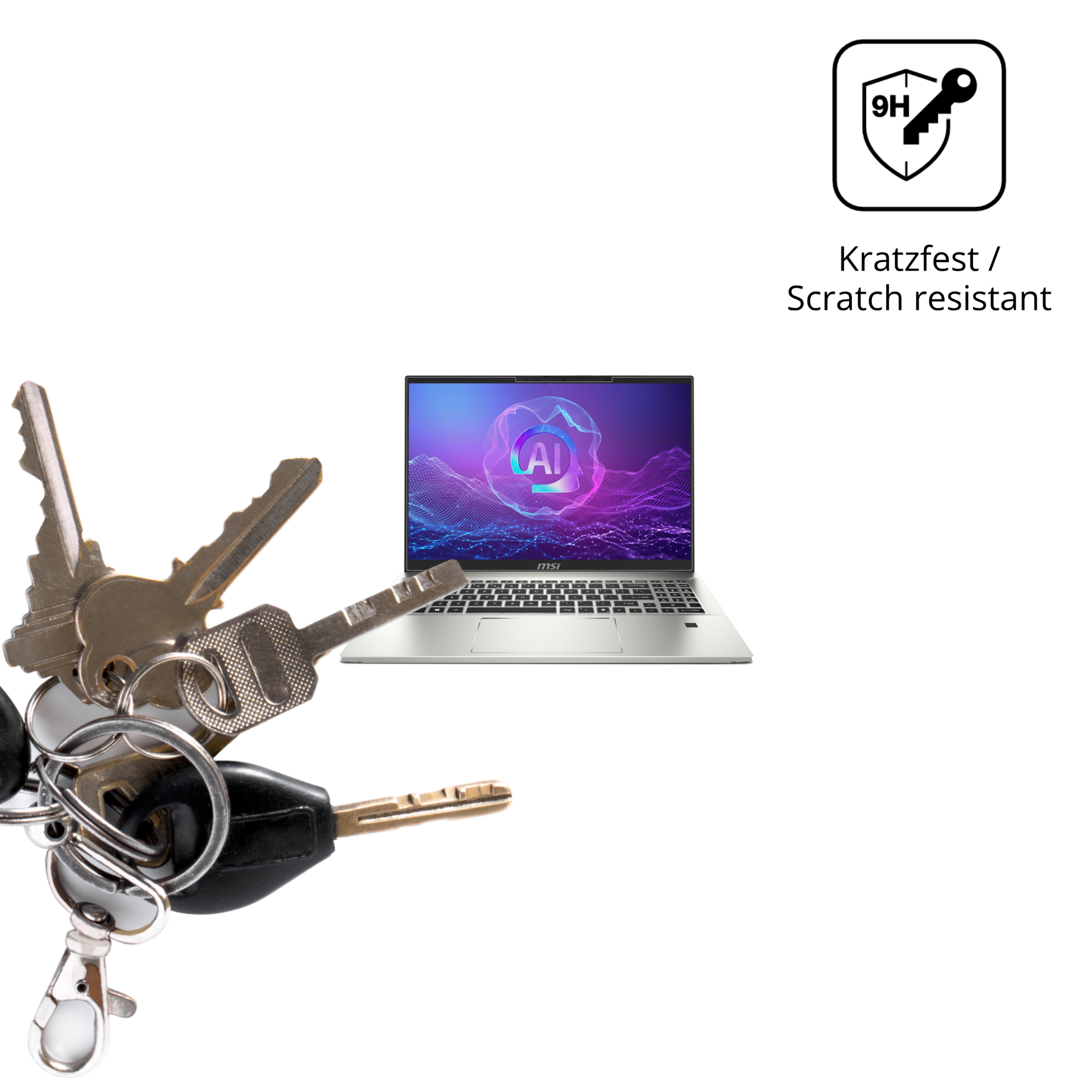 dipos Displayschutz für MSI Prestige A16 Ai Plus, transparente Oberfläche, perfekte Passform auch für die Rundungen