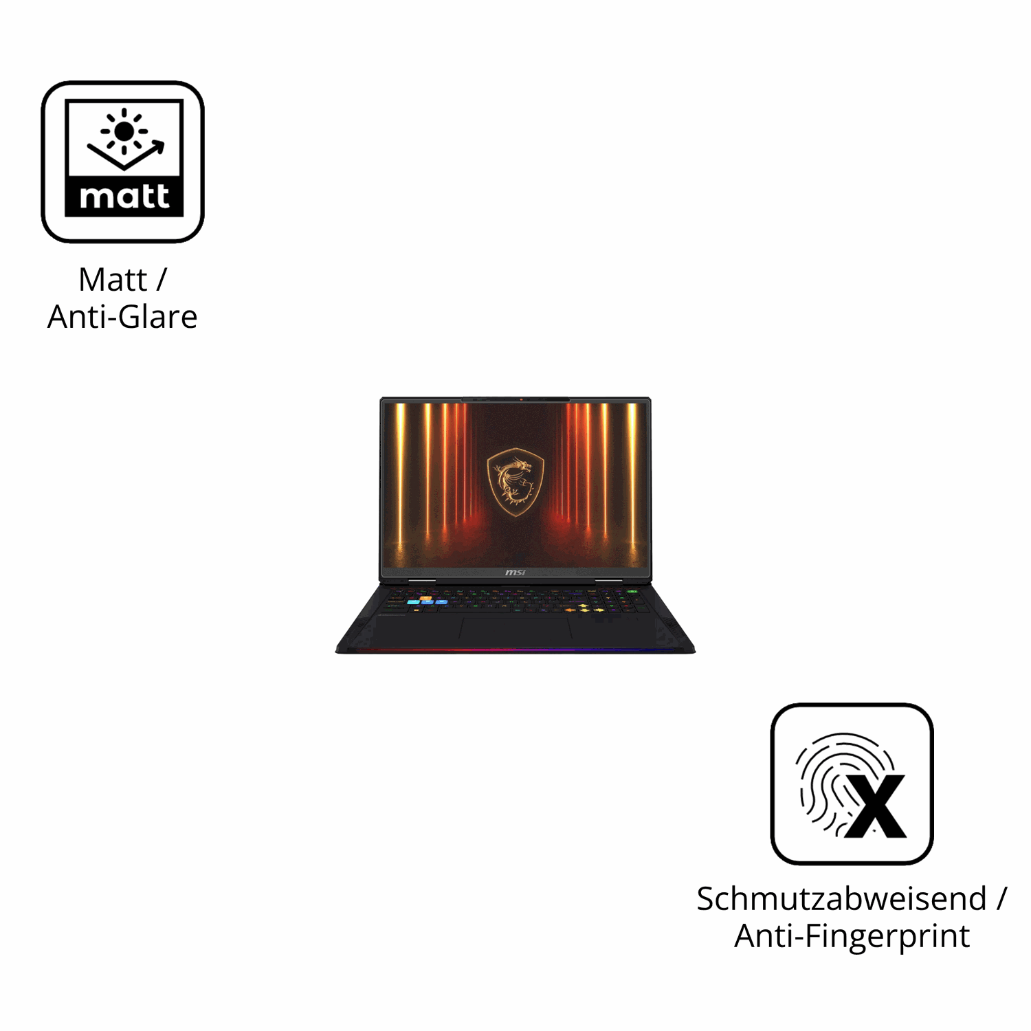 Dünne und entspiegelnde Folie passend zugeschnitten für MSI Raider 18HX Ai 2025