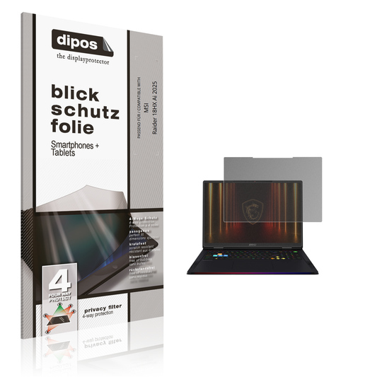 Blickschutzfolie von dipos passend für MSI Raider 18HX Ai 2025, präziser Zuschnitt und blasenfrei montiert