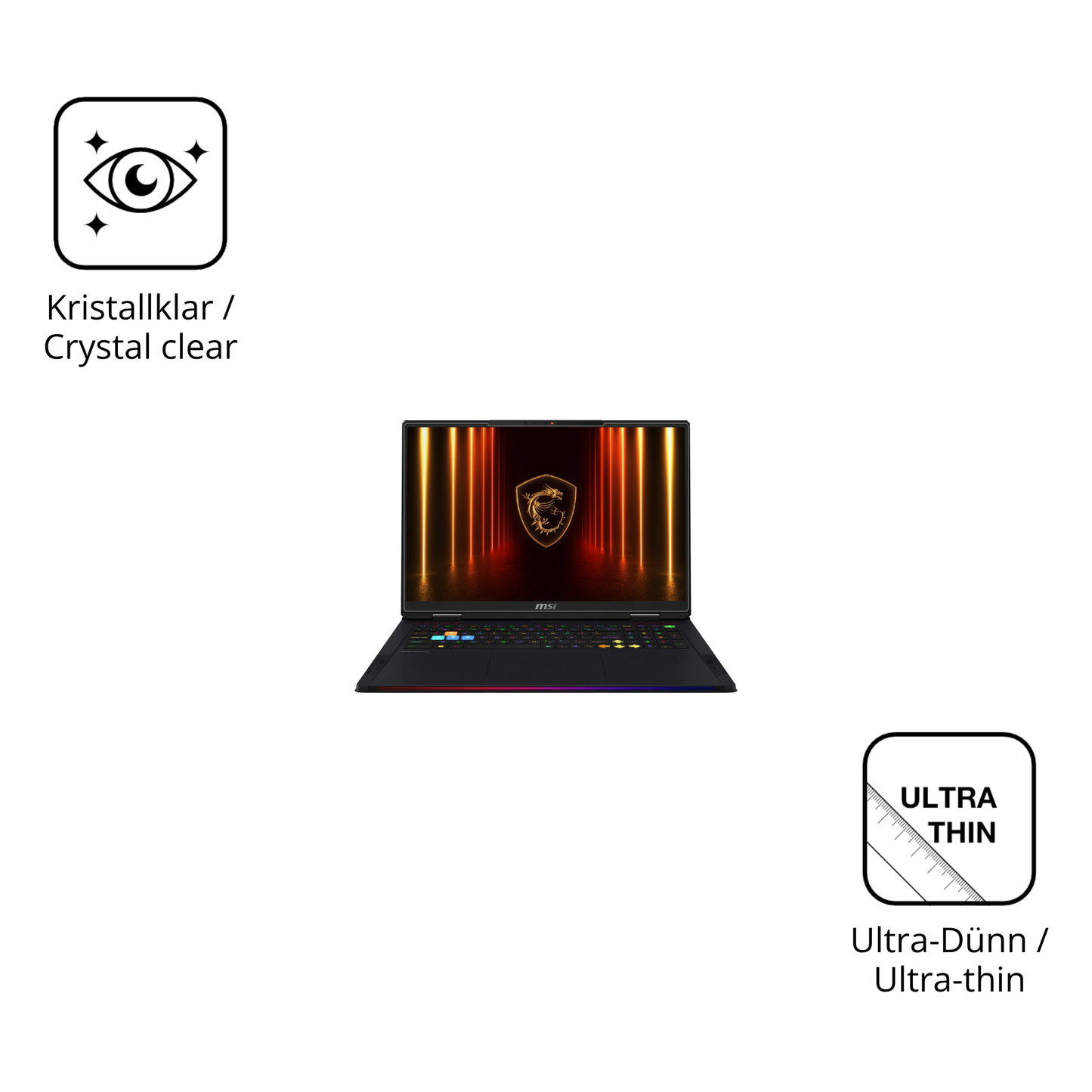 Dünne und klare Folie passend zugeschnitten für MSI Raider 18HX Ai 2025