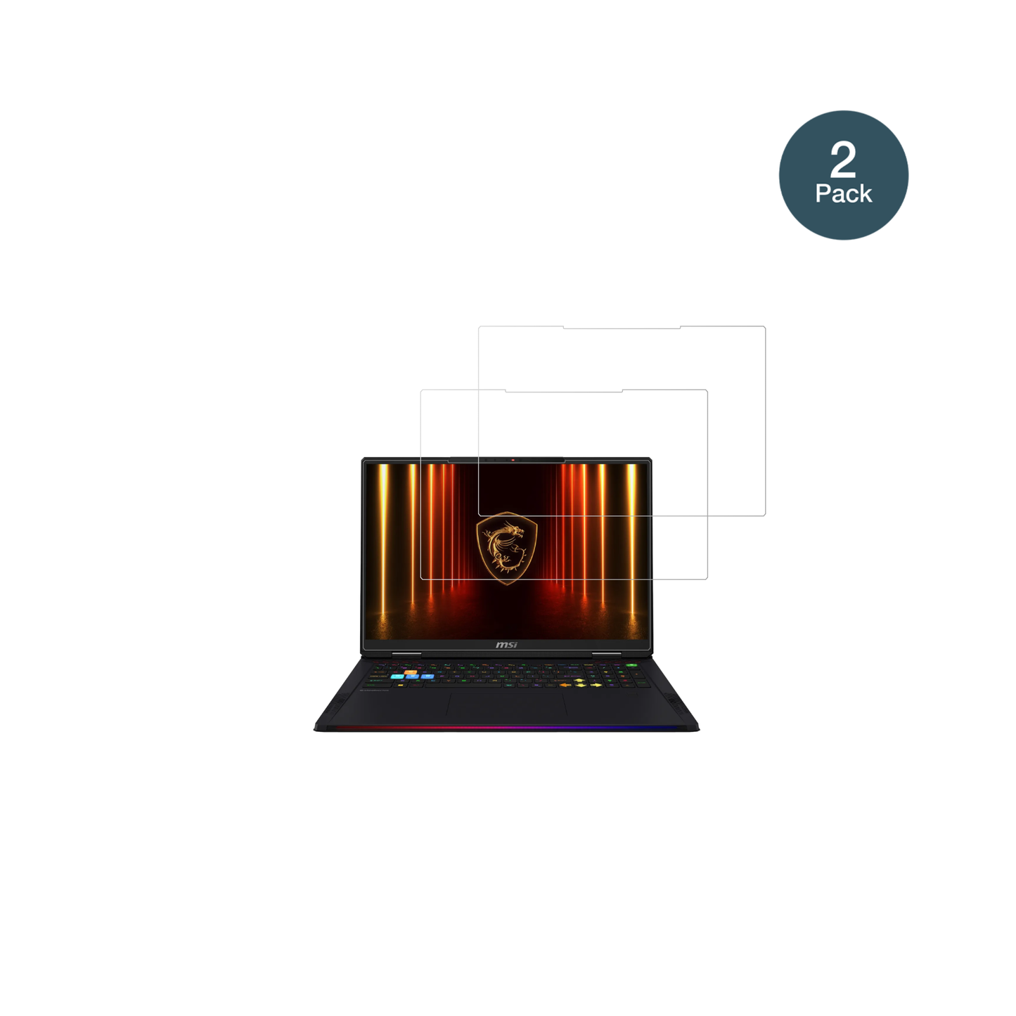 MSIRaider 18HX Ai 2025 mit aufgebrachter dipos Flex Schutzfolie, glasklare Darstellung ohne Einschränkungen