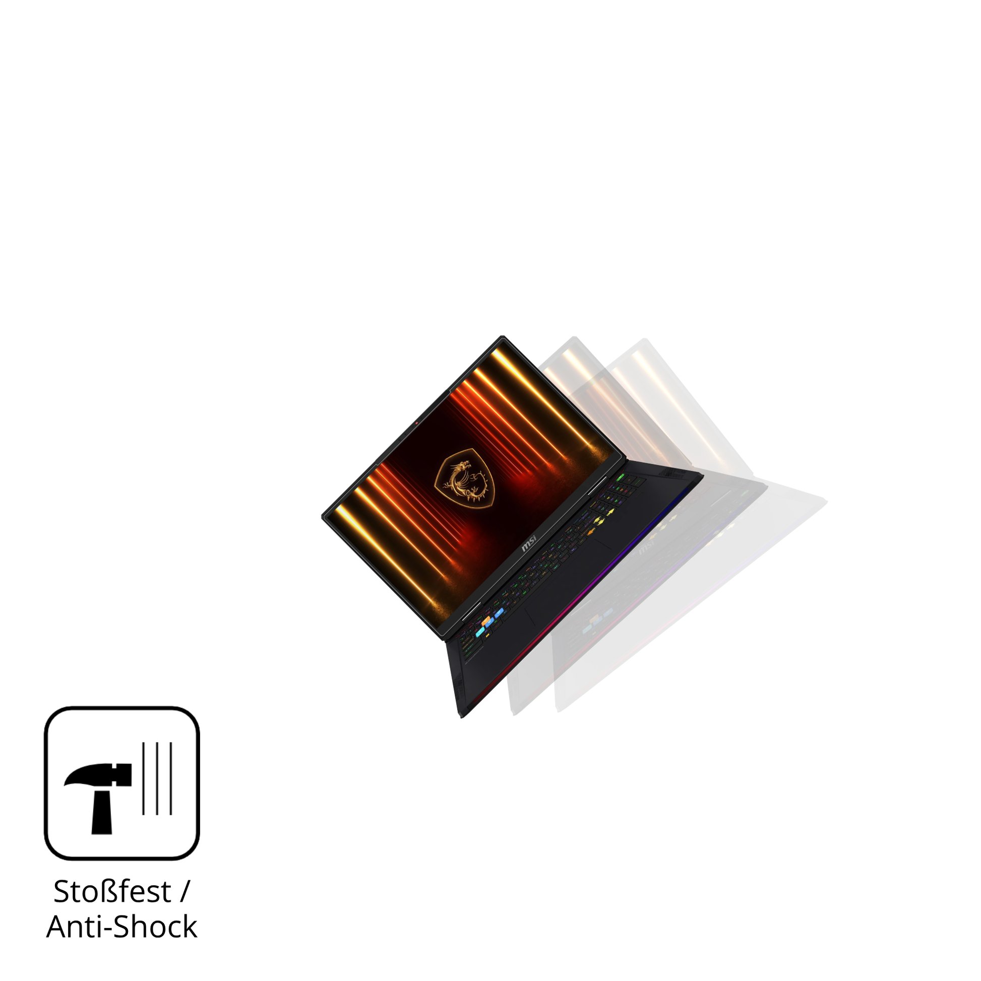 Schutz gegen Kratzer auf dem MSI Raider 18HX Ai 2025 Glas durch Schlüssel, Stöße gegen die Tischkante oder Stürze