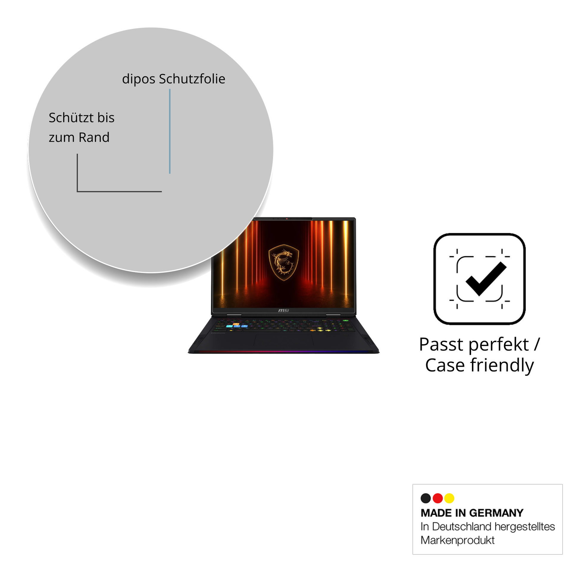 Besonders flexibler Displayschutz mit Anti-Shock-Schicht im Materialmix