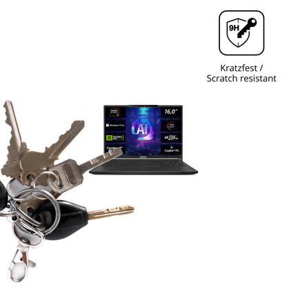 dipos Displayschutz für MSI Stealth A16 AI plus, transparente Oberfläche, perfekte Passform auch für die Rundungen