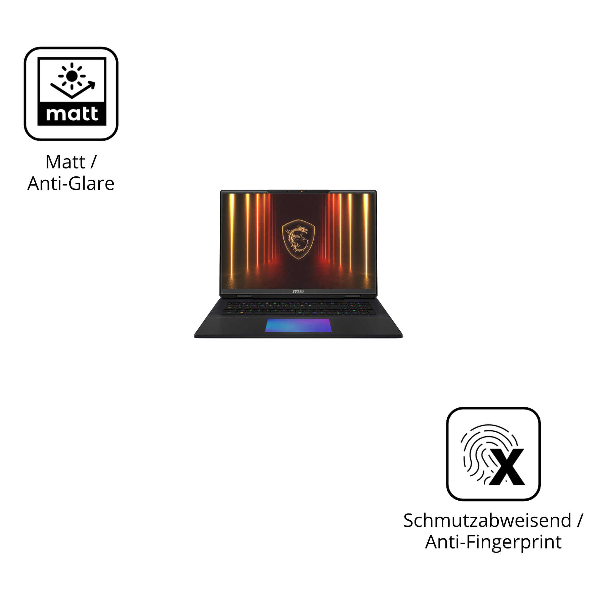 Dünne und entspiegelnde Folie passend zugeschnitten für MSI Titan 18HX AI 2025