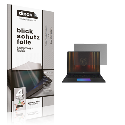 Blickschutzfolie von dipos passend für MSI Titan 18HX AI 2025, präziser Zuschnitt und blasenfrei montiert