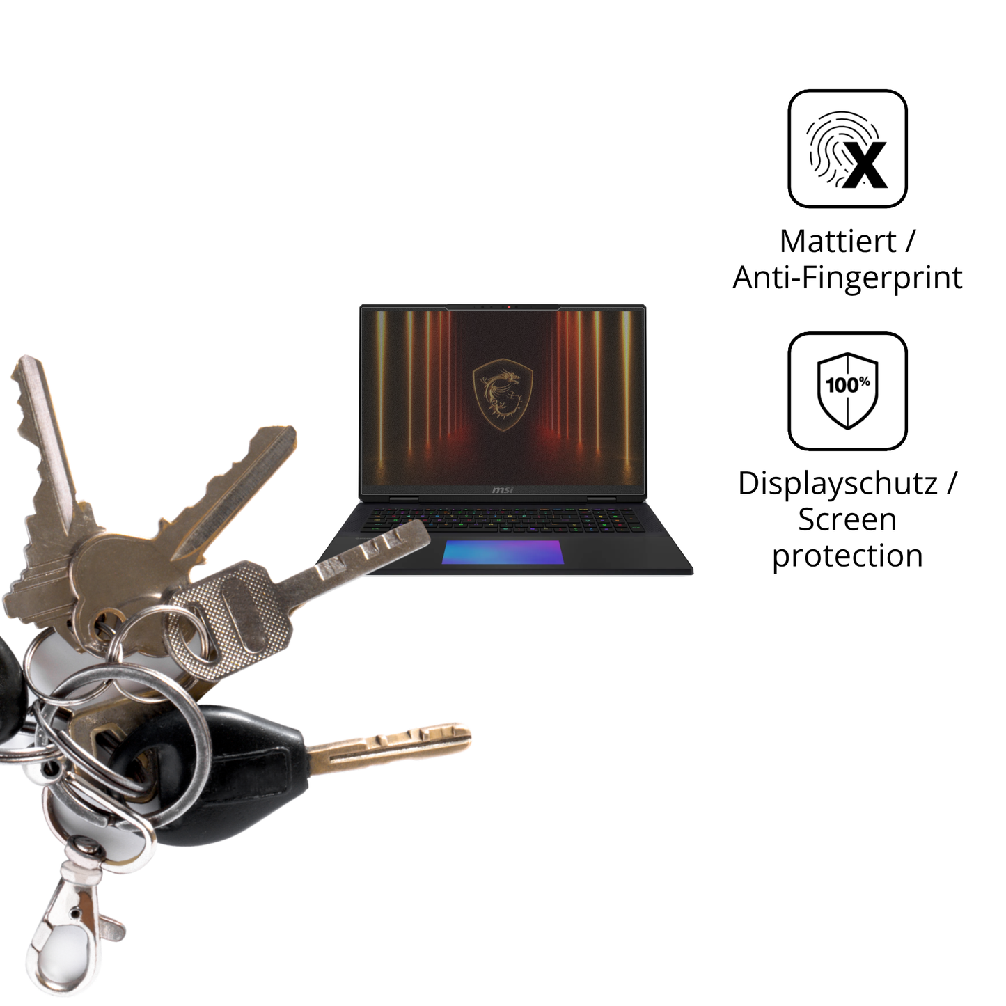 dipos Displayschutz für MSI Titan 18HX AI 2025, mattierte Oberfläche, Blickschutzfilter und perfekter Passform