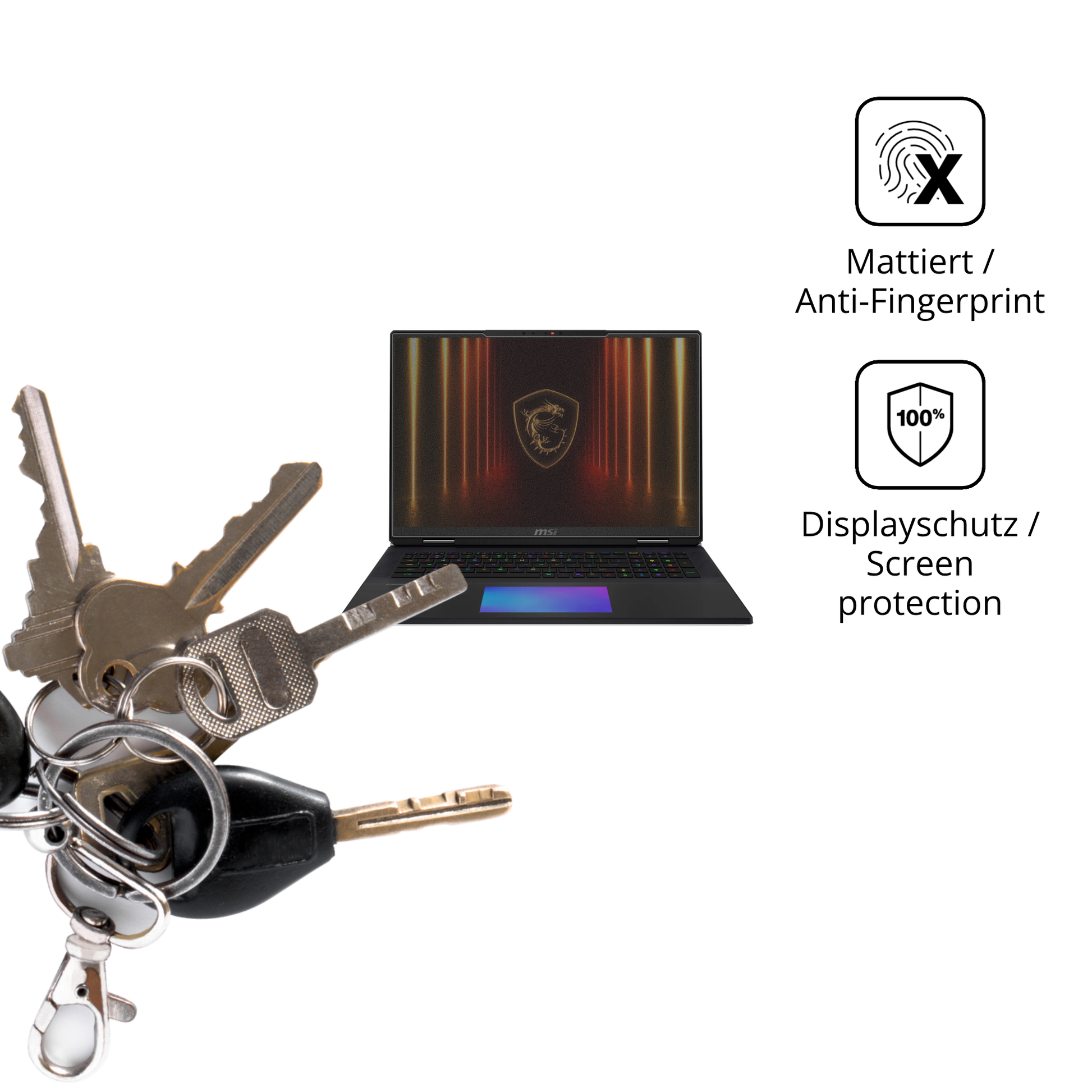 dipos Displayschutz für MSI Titan 18HX AI 2025, mattierte Oberfläche, Blickschutzfilter und perfekter Passform