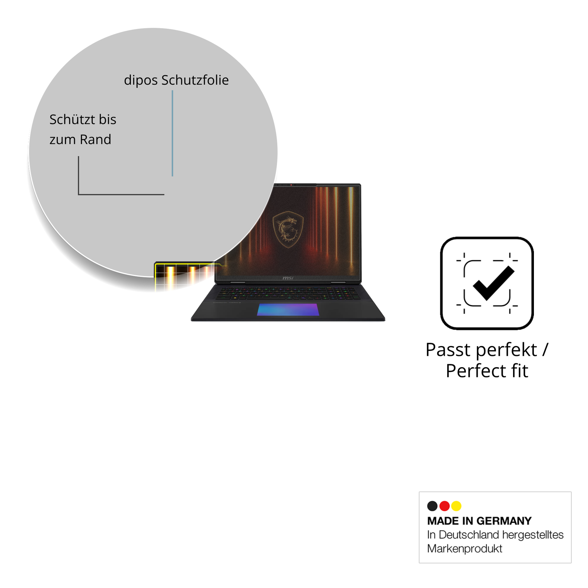 Schutz gegen Kratzer auf dem MSI Titan 18HX AI 2025 Glas durch Schlüssel oder Ähnliches