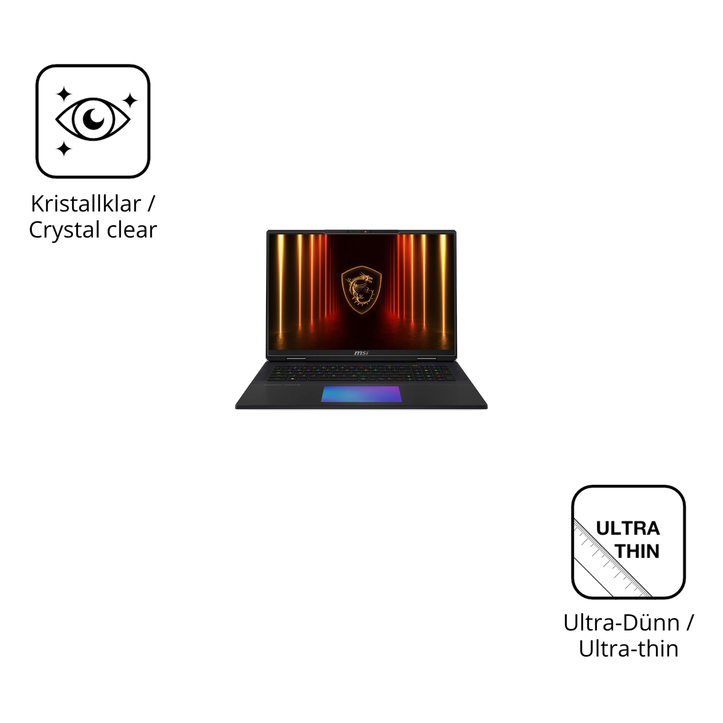 Dünne und klare Folie passend zugeschnitten für MSI Titan 18HX AI 2025
