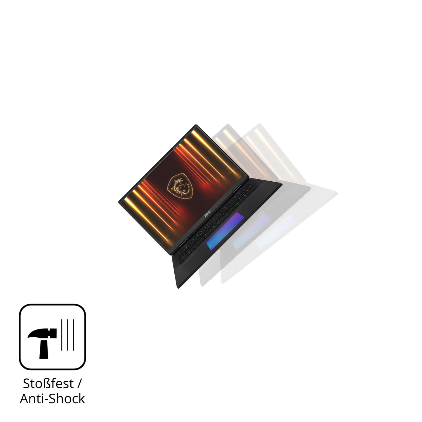 Schutz gegen Kratzer auf dem MSI Titan 18HX AI 2025 Glas durch Schlüssel, Stöße gegen die Tischkante oder Stürze