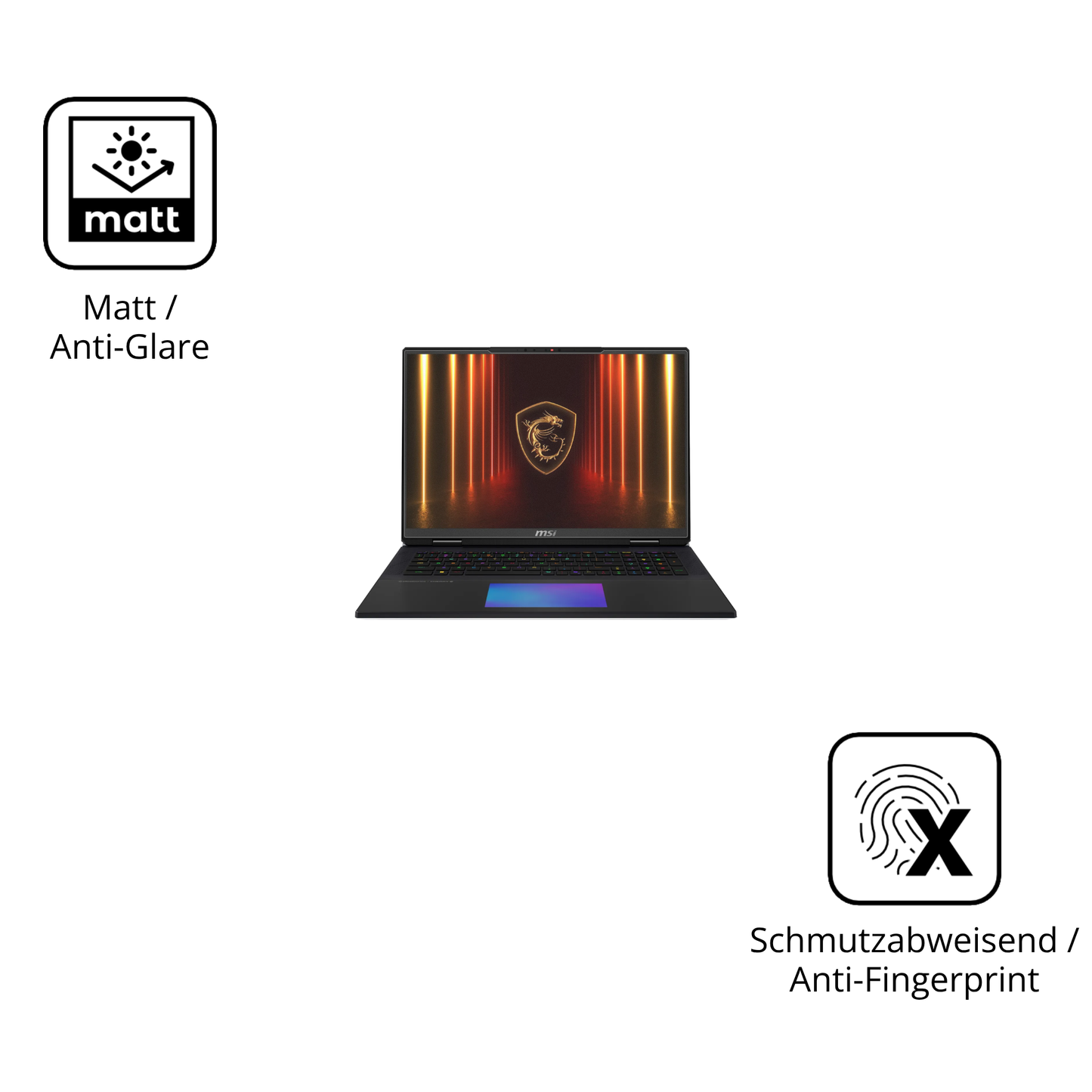 9H Hartbeschichtete, flexible Folie passend zugeschnitten für MSI Titan 18HX AI 2025