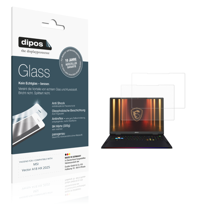 Matte Displayschutzfolie von dipos passend für MSI Vector A18 HX 2025, 9H kratzfest und blasenfrei montiert