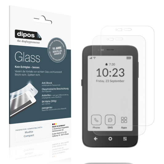 Matte Displayschutzfolie von dipos passend für muditacompact, 9H kratzfest und blasenfrei montiert