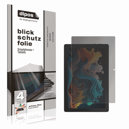 Blickschutzfolie von dipos passend für MUISOO A10 10 Zoll, präziser Zuschnitt und blasenfrei montiert