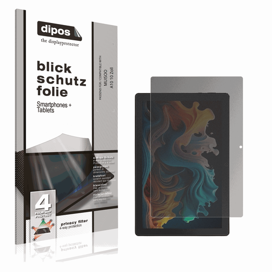 Blickschutzfolie von dipos passend für MUISOO A10 10 Zoll, präziser Zuschnitt und blasenfrei montiert