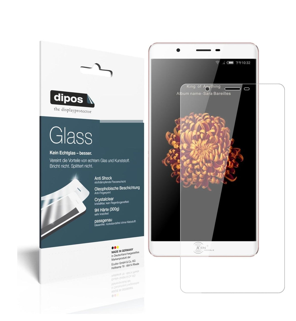1x 9H Screen Protector for KEN V9 Tempered Glass
