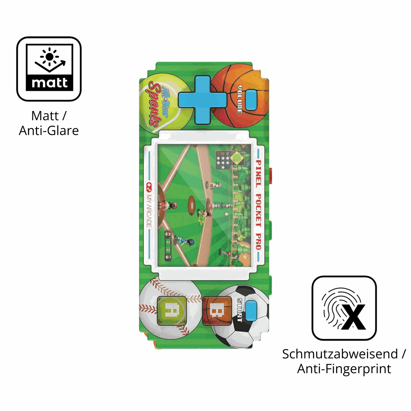 2x Screen Protector for MyArcade Pixel Pocket Pro All Star Sports matte 