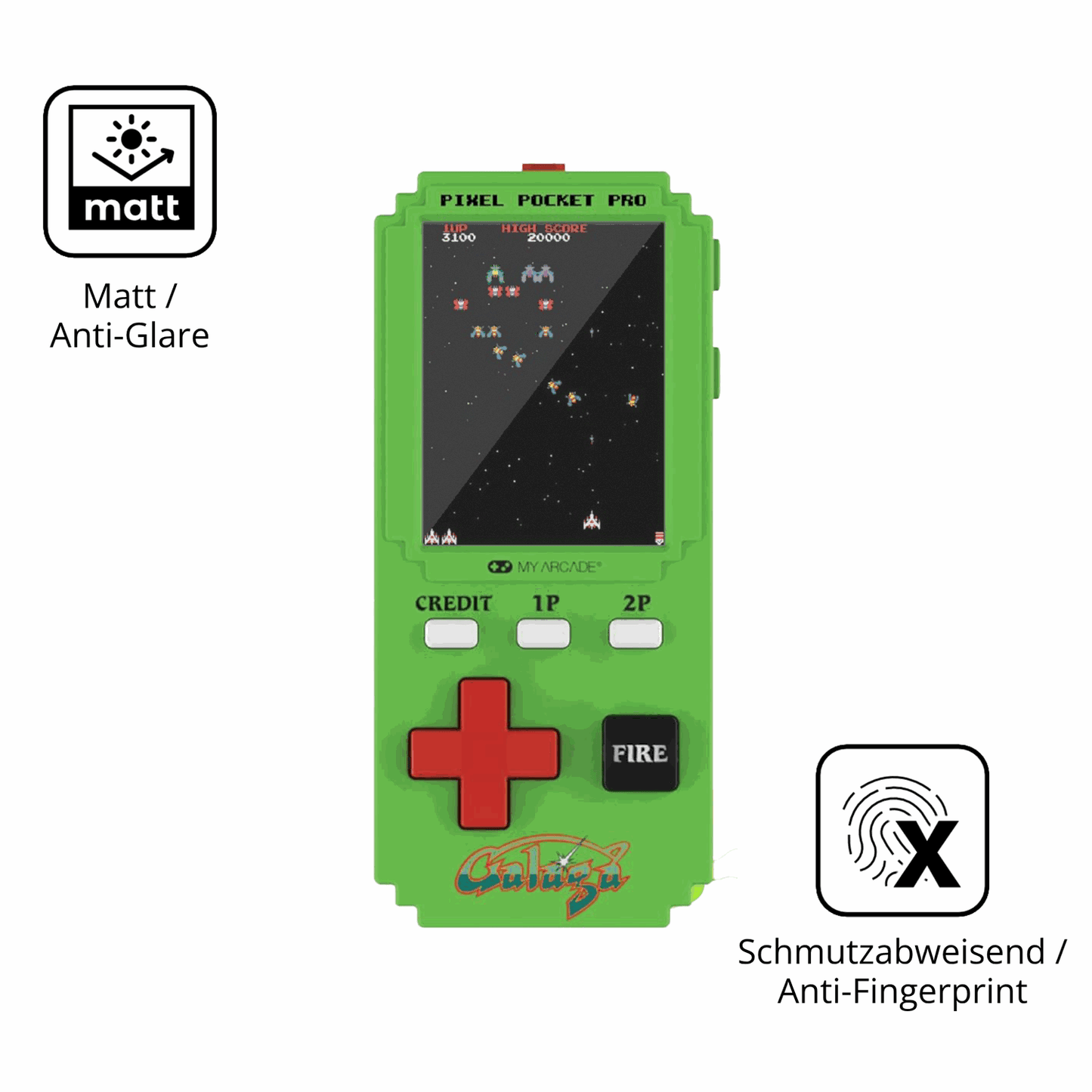 2x Screen Protector for MyArcade Pixel Pocket Pro Galaga Protection Anti Glare 