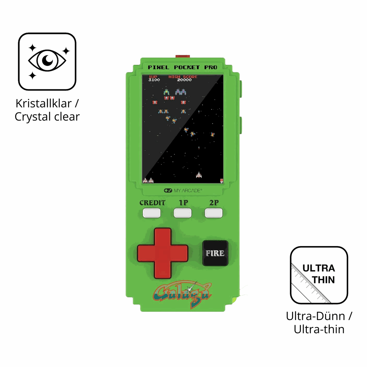 2x Screen Protector for MyArcade Pixel Pocket Pro Galaga Protection Crystal 