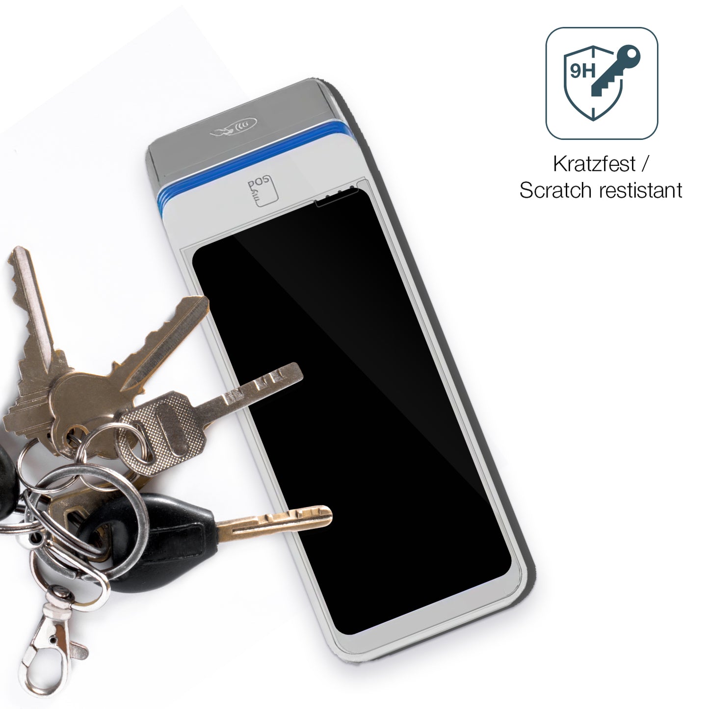 dipos Displayschutz für myPOS Ultra, transparente Oberfläche, perfekte Passform auch für die Rundungen