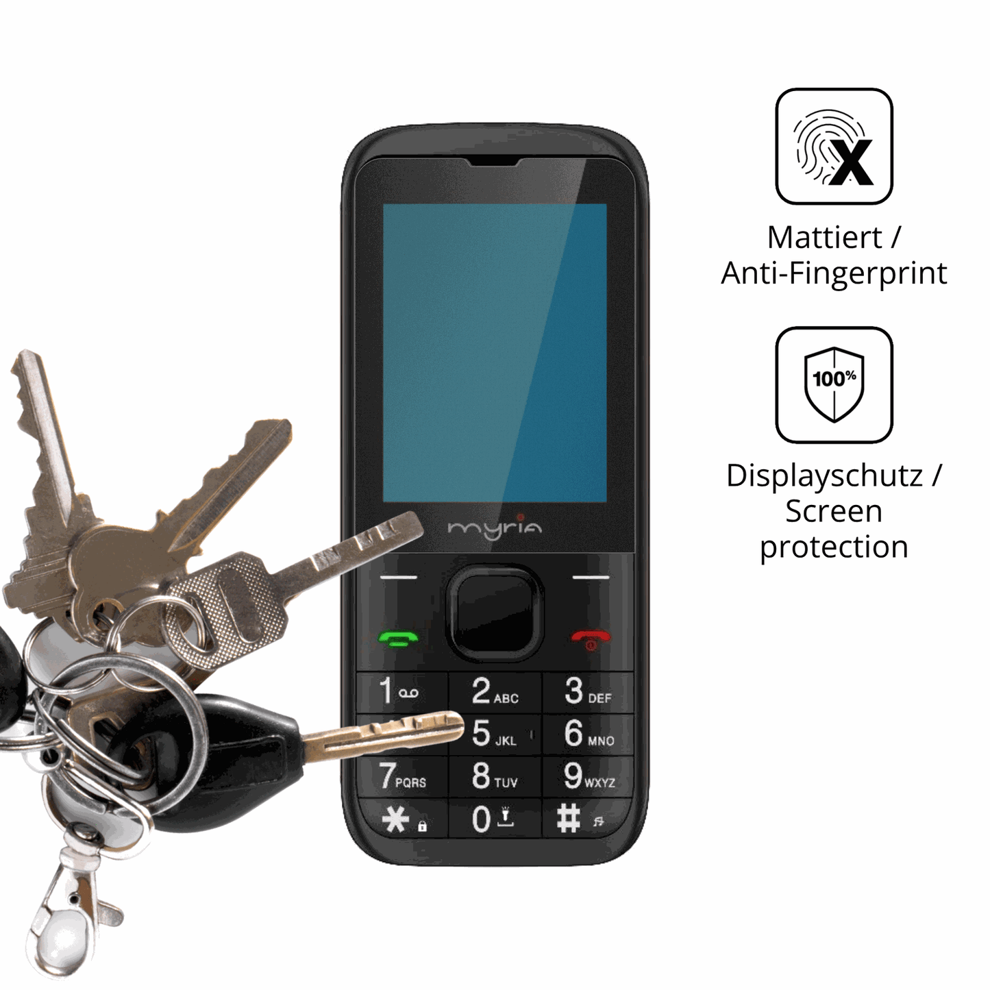 dipos Displayschutz für Myria Endless Z, mattierte Oberfläche, Blickschutzfilter und perfekter Passform