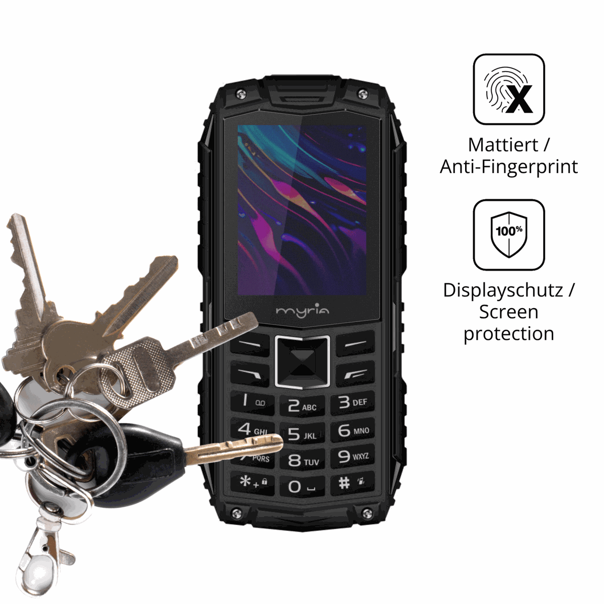 dipos Displayschutz für Myria Enduro 3G, mattierte Oberfläche, Blickschutzfilter und perfekter Passform