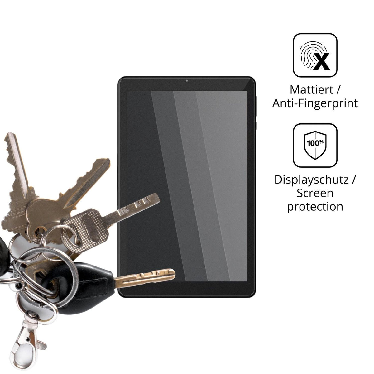 dipos Displayschutz für Myria Giant MY8304, mattierte Oberfläche, Blickschutzfilter und perfekter Passform