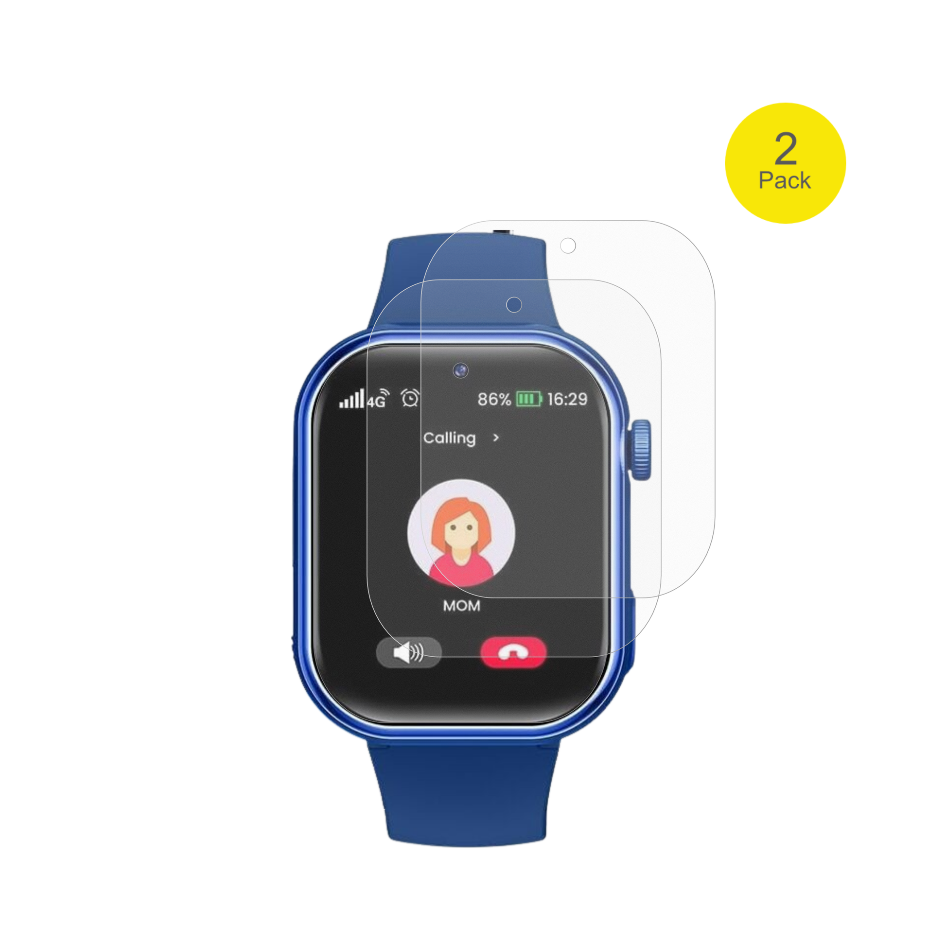 NaixuesKids Smartwatch GPS mit aufgebrachter dipos Flex Schutzfolie, glasklare Darstellung ohne Einschränkungen
