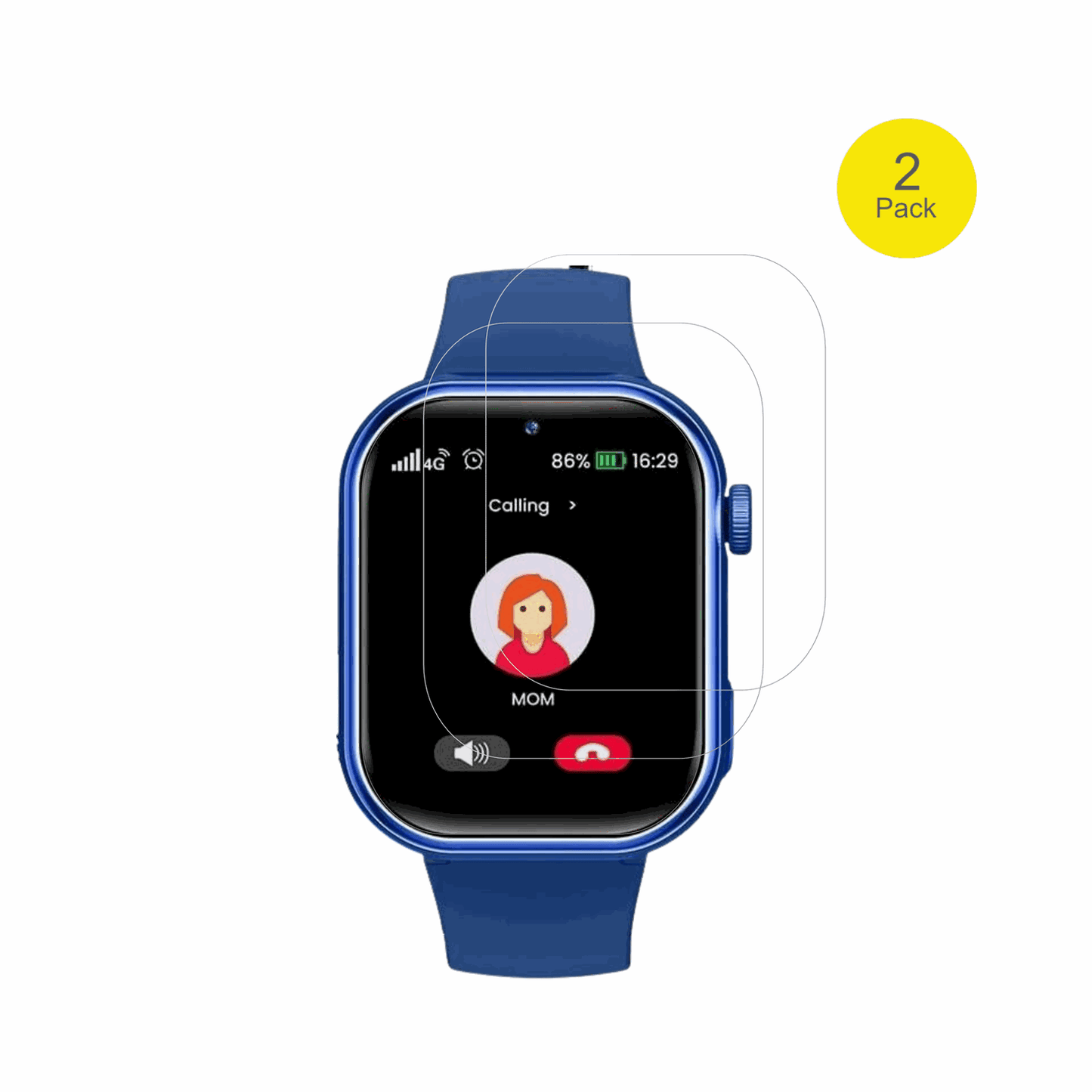 NaixuesKids Smartwatch GPS mit aufgebrachter dipos Displayschutzfolie, glasklare Darstellung ohne Einschränkungen