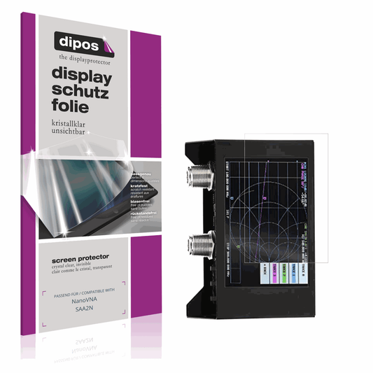 Klare Displayschutzfolie von dipos passend für NanoVNA SAA2N, präziser Zuschnitt und blasenfrei montiert