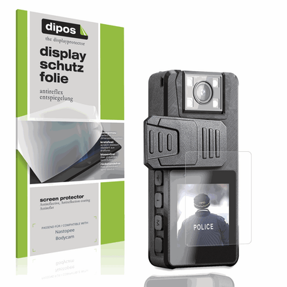 Matte Displayschutzfolie von dipos passend für Nastopee Bodycam, präziser Zuschnitt und blasenfrei montiert