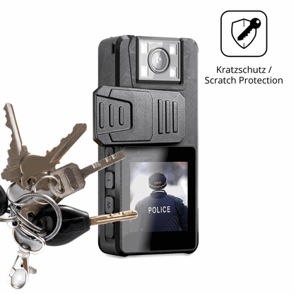 Schutz gegen Kratzer auf dem Nastopee Bodycam Glas durch Schlüssel oder Ähnliches