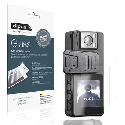 Matte Displayschutzfolie von dipos passend für Nastopee Bodycam, 9H kratzfest und blasenfrei montiert
