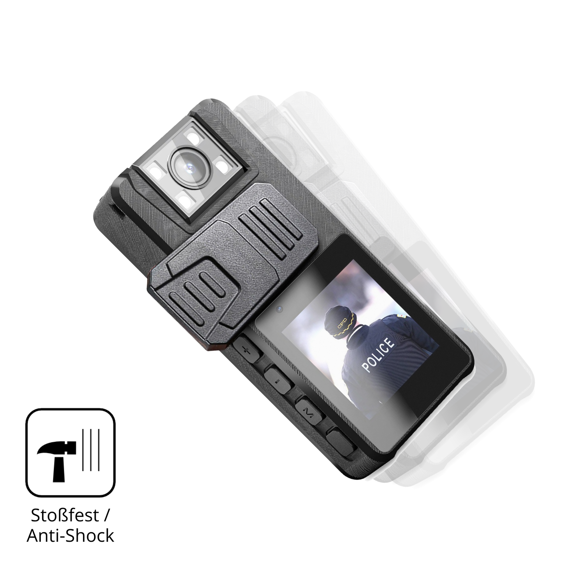 Schutz gegen Kratzer auf dem Nastopee Bodycam Glas durch Schlüssel, Stöße gegen die Tischkante oder Stürze
