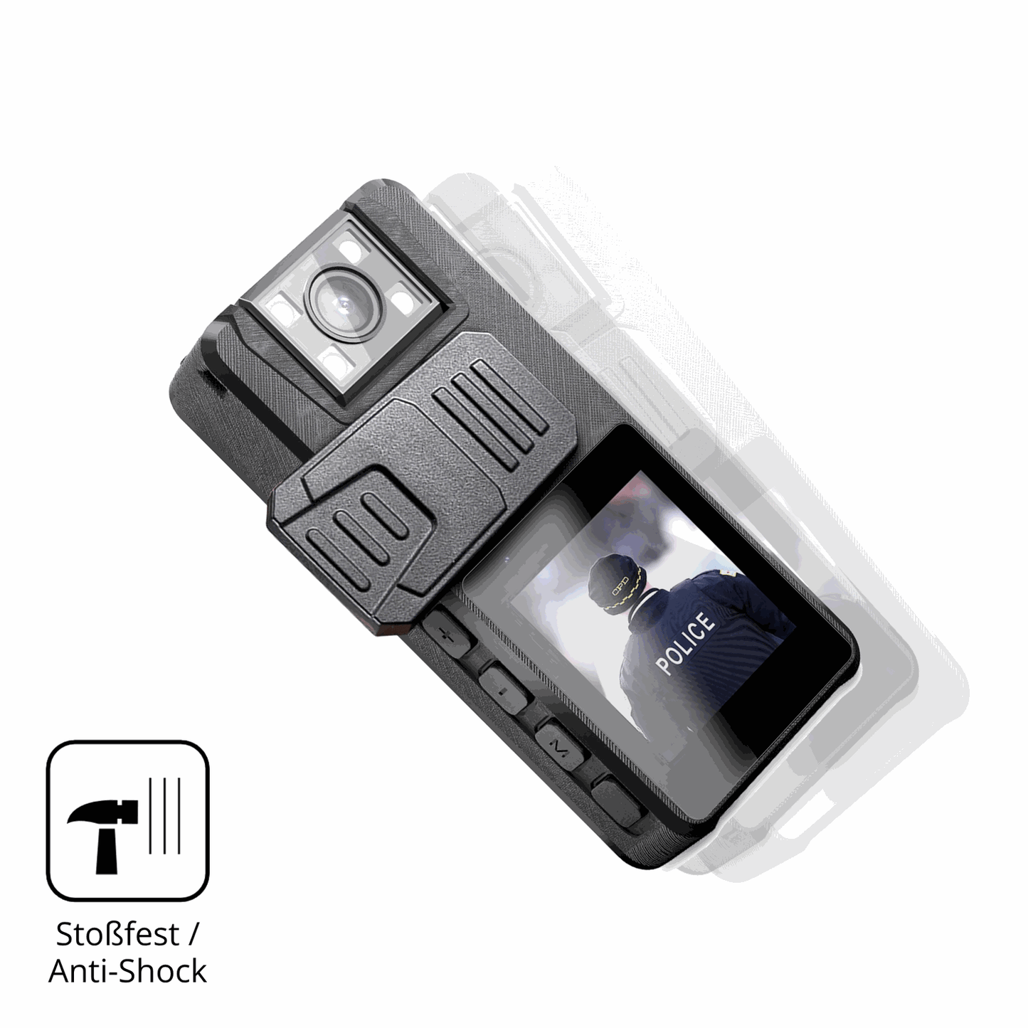 Schutz gegen Kratzer auf dem Nastopee Bodycam Glas durch Schlüssel, Stöße gegen die Tischkante oder Stürze