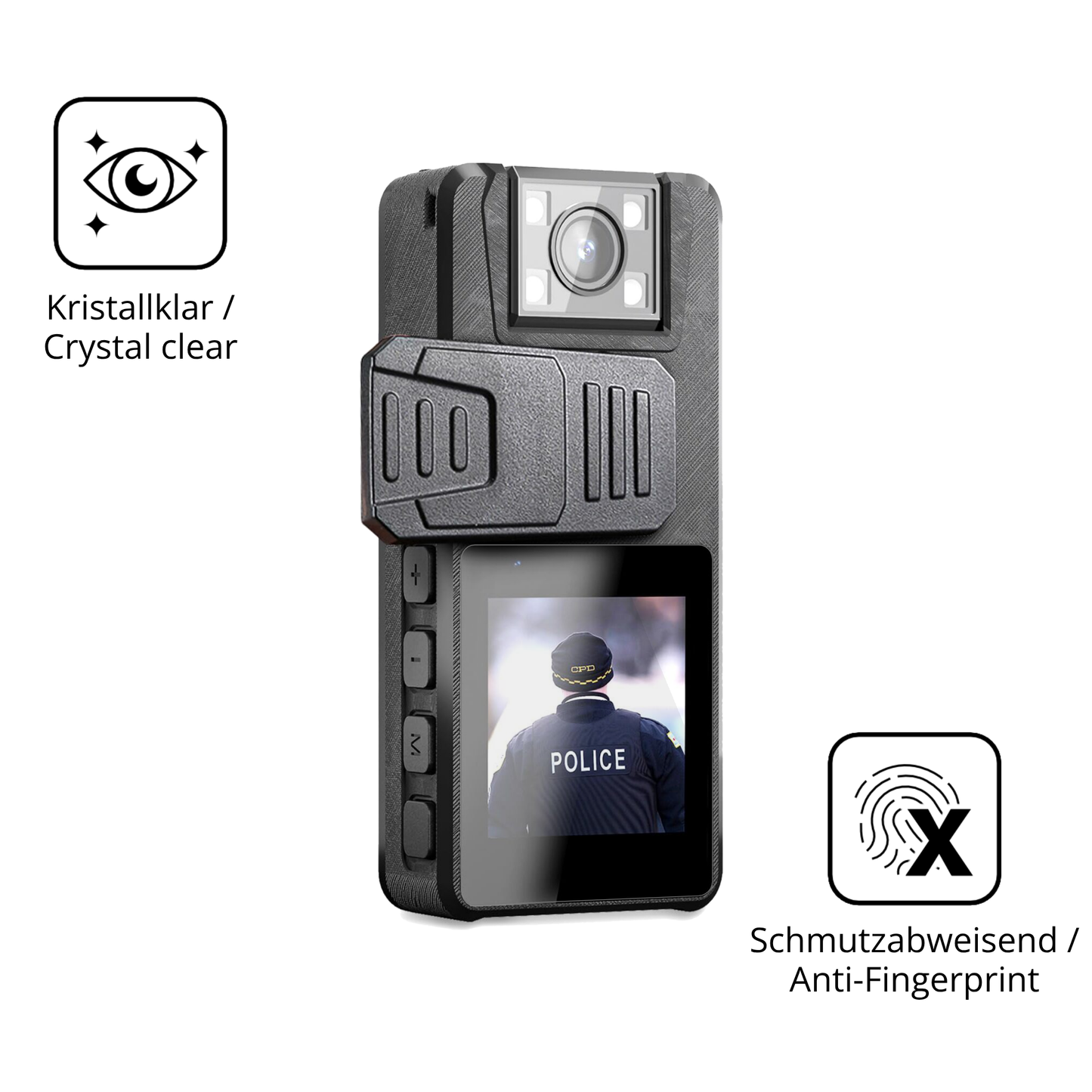 Flexible TPU-Folie passend zugeschnitten für Nastopee Bodycam, vollständige Abdeckung