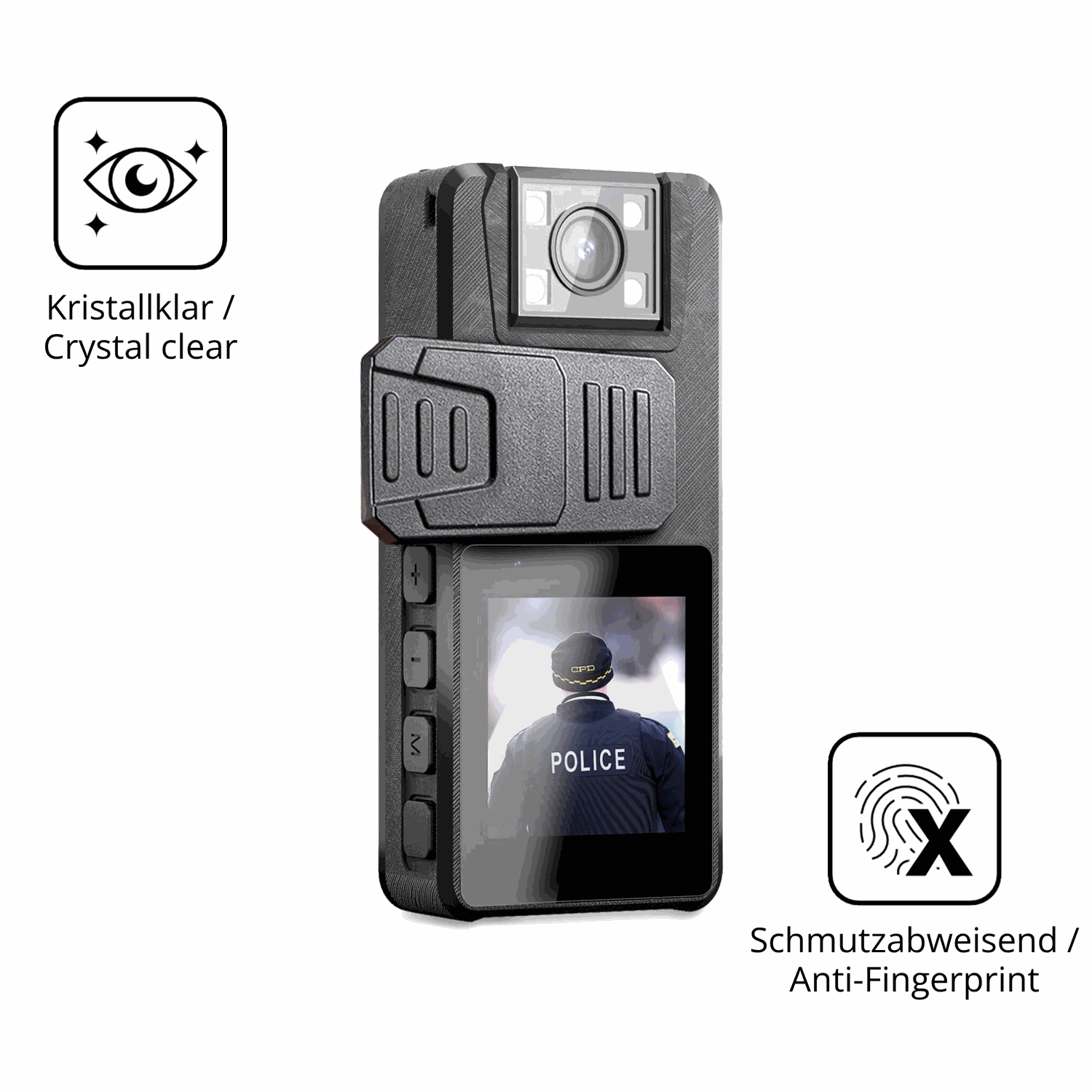 Flexible TPU-Folie passend zugeschnitten für Nastopee Bodycam, vollständige Abdeckung