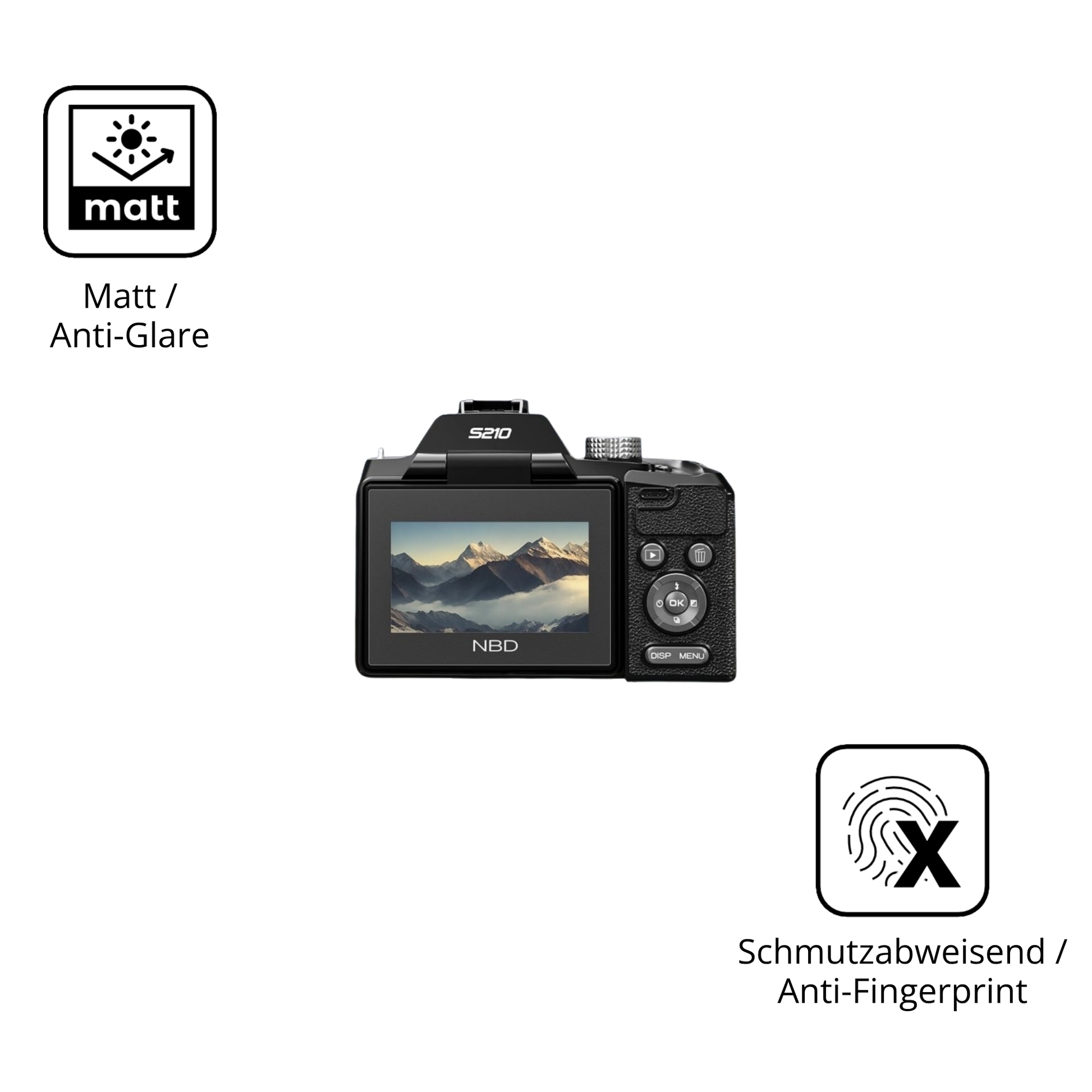 Dünne und entspiegelnde Folie passend zugeschnitten für NBD 8K 64MP