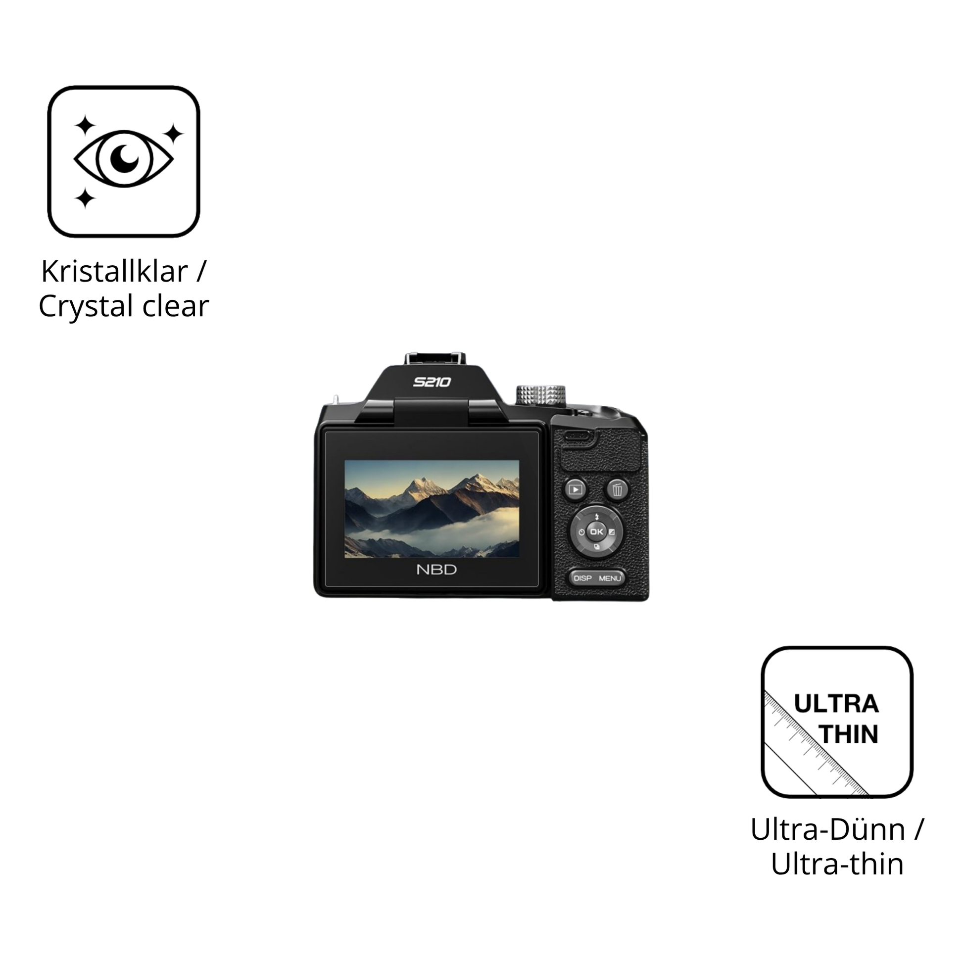 Dünne und klare Folie passend zugeschnitten für NBD 8K 64MP