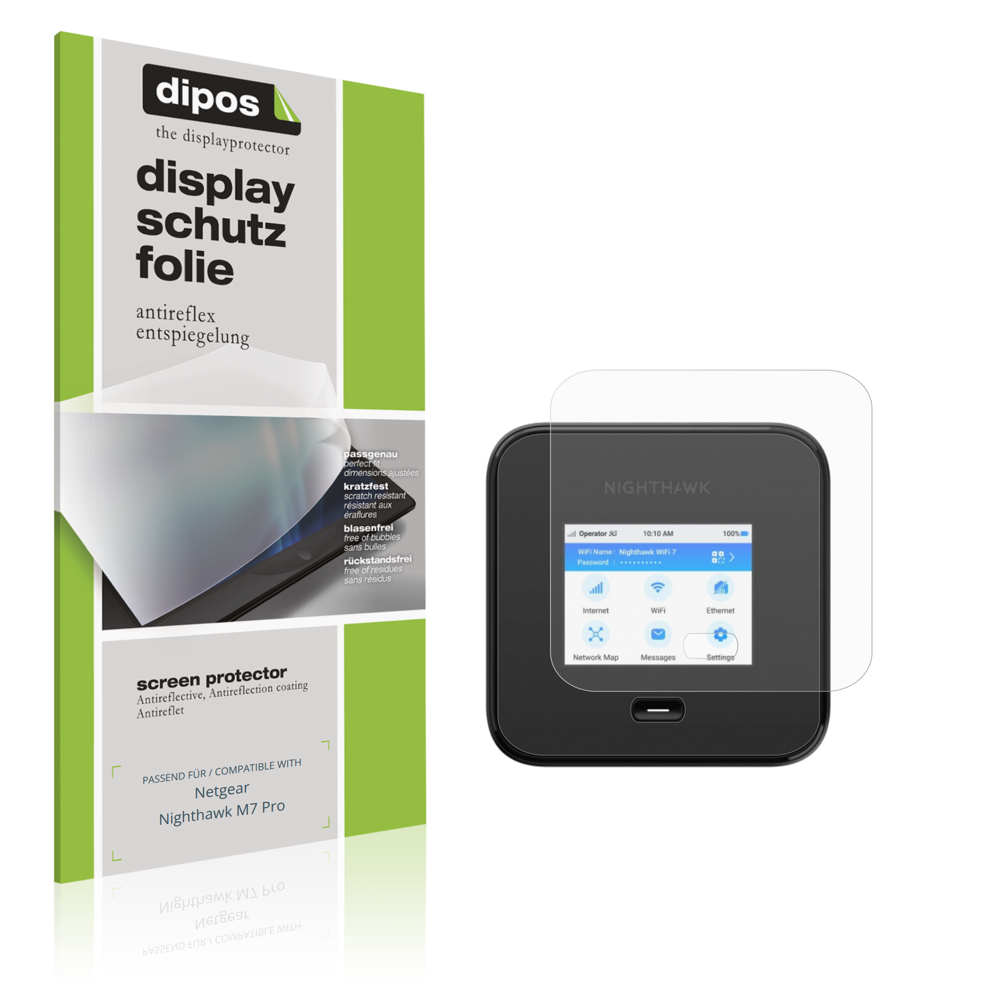 Matte Displayschutzfolie von dipos passend für Netgear Nighthawk M7 Pro, präziser Zuschnitt und blasenfrei montiert