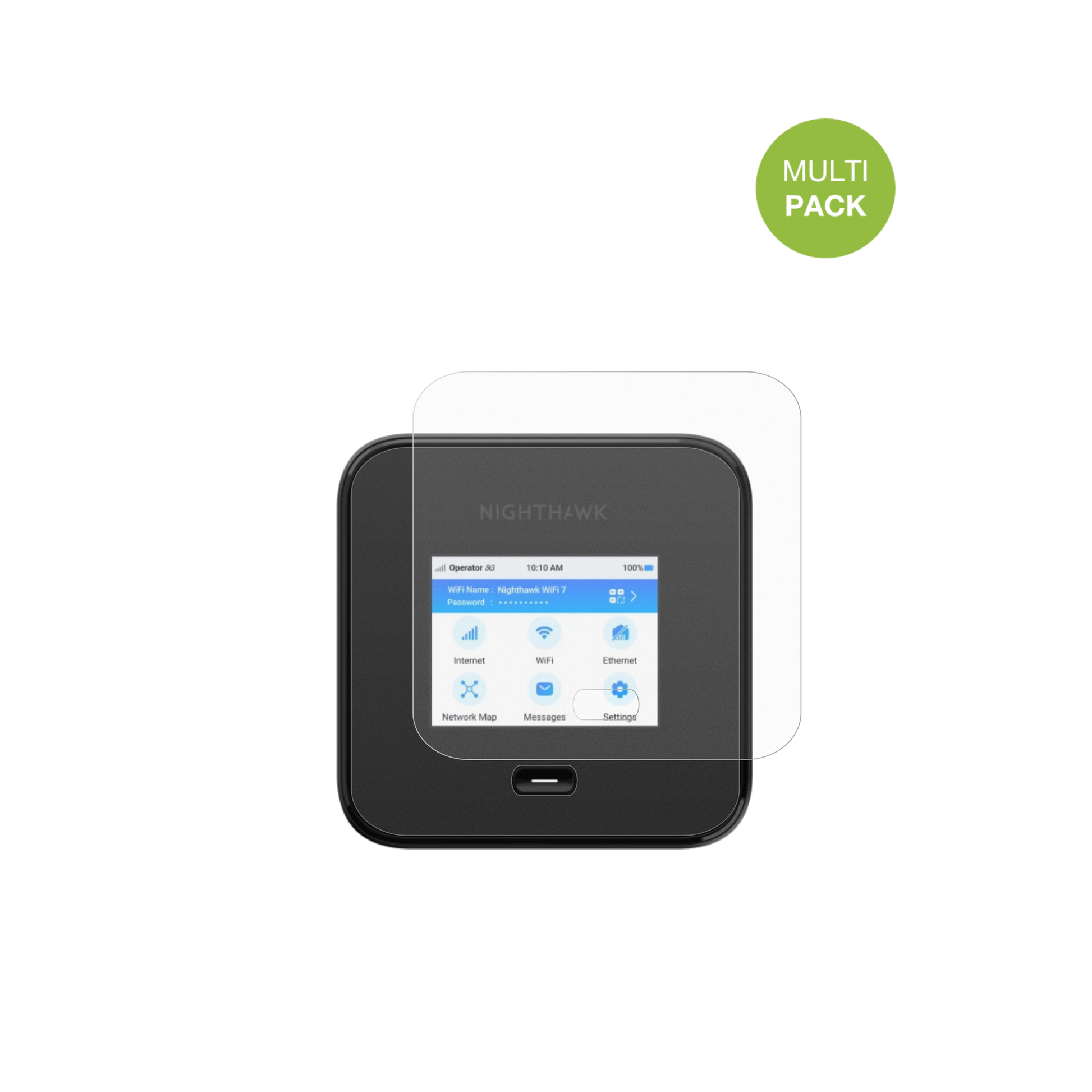 NetgearNighthawk M7 Pro mit aufgebrachter dipos Displayschutzfolie, die lästige Fingerabdrücke minimiert