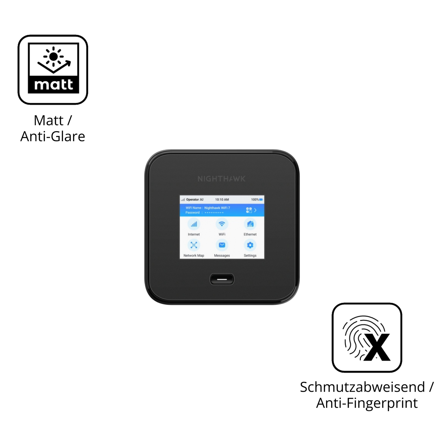 Dünne und entspiegelnde Folie passend zugeschnitten für Netgear Nighthawk M7 Pro