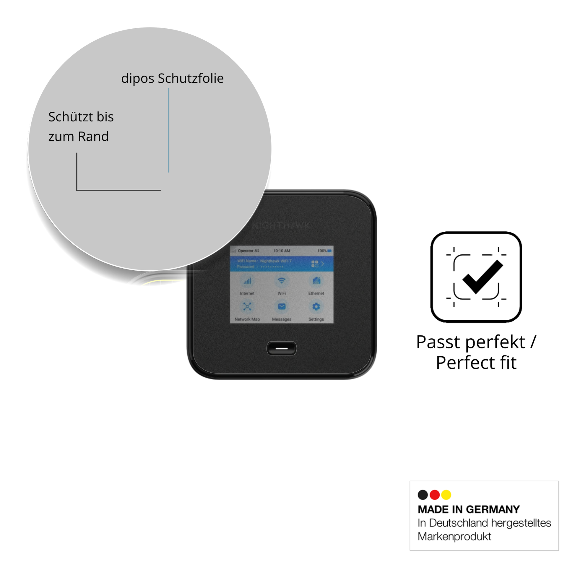 Schutz gegen Kratzer auf dem Netgear Nighthawk M7 Pro Glas durch Schlüssel oder Ähnliches