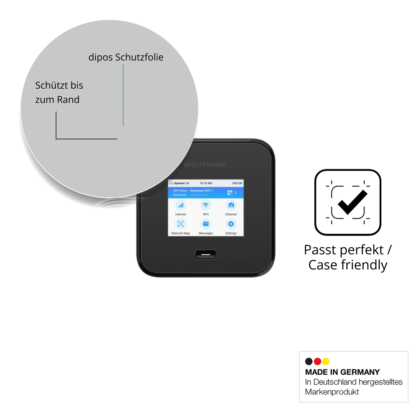 Schutzglasfolie mit optimaler Passform, zur Verwendung mit Hüllen geeignet